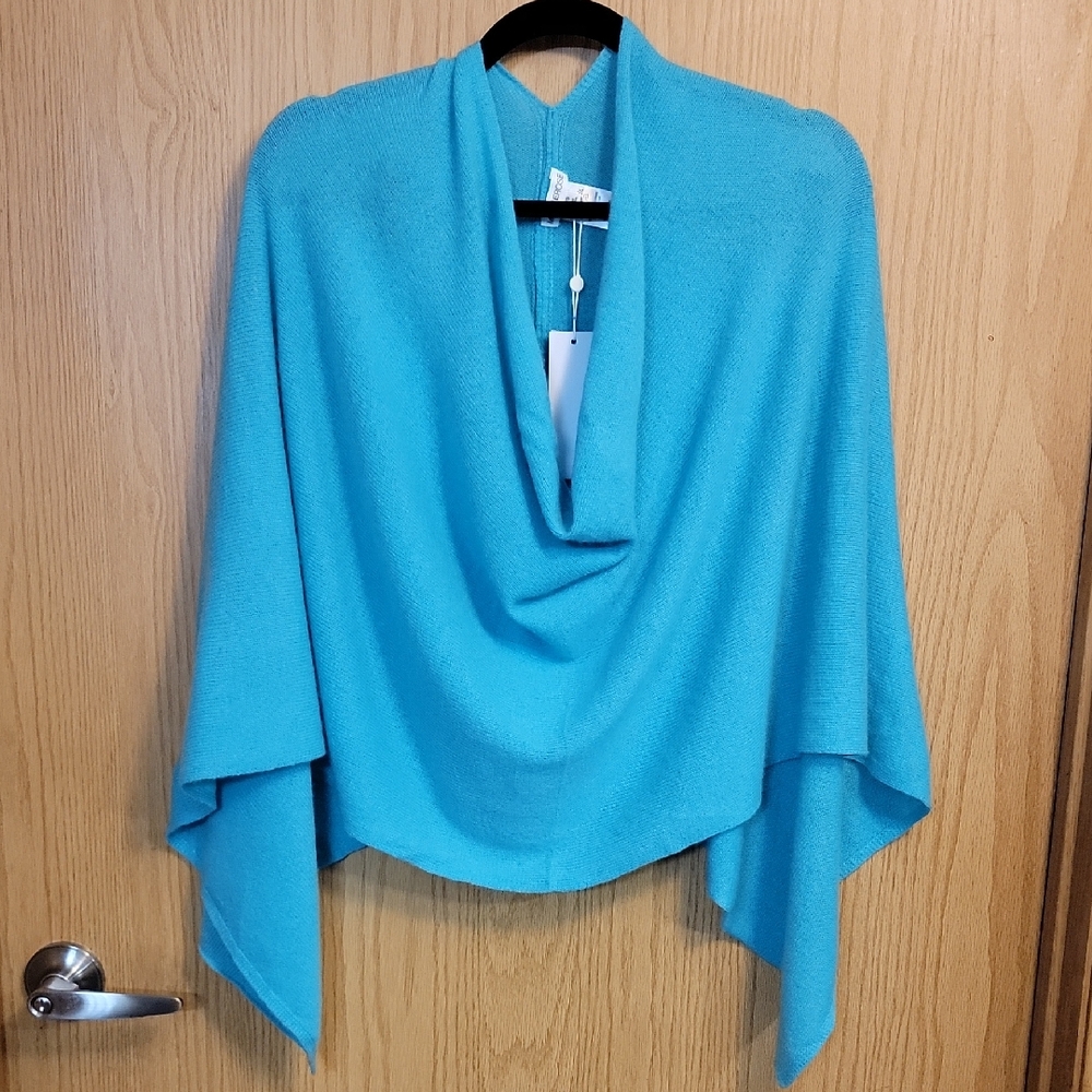 NWT Minnie Rose Ruana Blue Cashmere Women's Shall